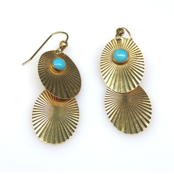 14 Karat Yellow Gold Estate Dangle Turquoise Fashion Earrings Forever Young Fine Jewelers St. George, UT