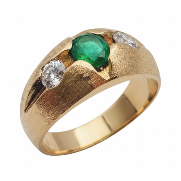 Estate 18 Karat Yellow Gold Gent's Emerald And Diamond Ring Forever Young Fine Jewelers St. George, UT