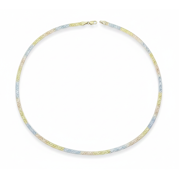 Estate 18 Karat Tri-Color Herringbone Necklace Forever Young Fine Jewelers St. George, UT