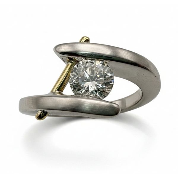 Estate 14 Karat White And Yellow Gold Tension Set Engagement Ring Image 2 Forever Young Fine Jewelers St. George, UT