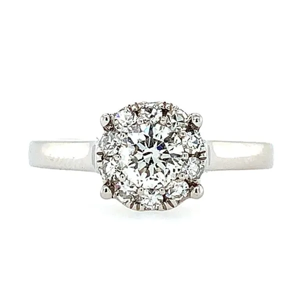 14KW Gold Engagement Ring with 0.75 CTW Round Diamond Cluster Franzetti Jewelers Austin, TX