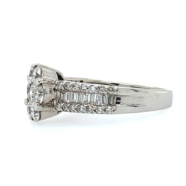 18KW Gold Diamond Engagement Ring with Round Diamond Center Cluster Image 3 Franzetti Jewelers Austin, TX