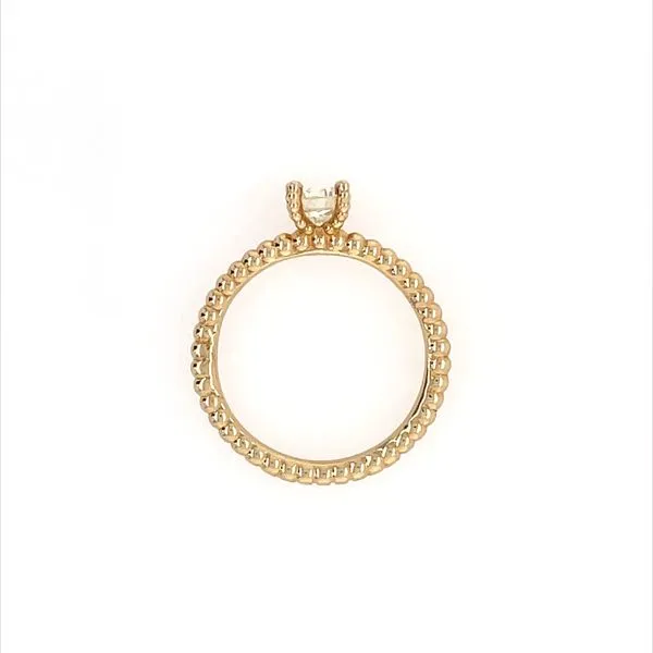 14KY Gold Beaded Solitaire with 0.57 Ct Round Natural Diamond Image 4 Franzetti Jewelers Austin, TX