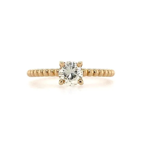 14KY Gold Beaded Solitaire with 0.57 Ct Round Natural Diamond Franzetti Jewelers Austin, TX