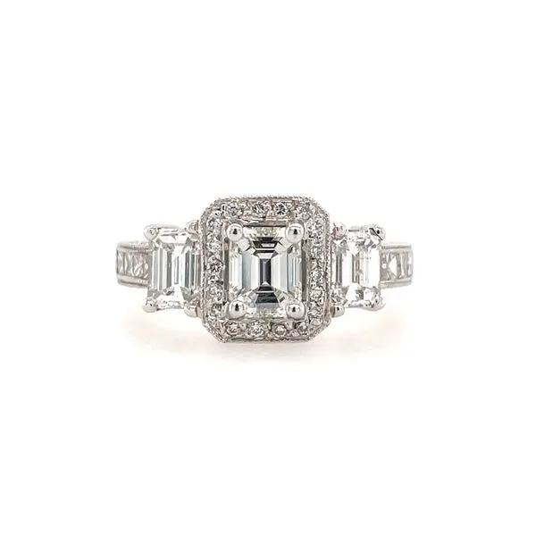 18KW Gold 3 Emerald Cut Diamond Engagement Ring with Accent Diamonds 2.02 CTW Franzetti Jewelers Austin, TX