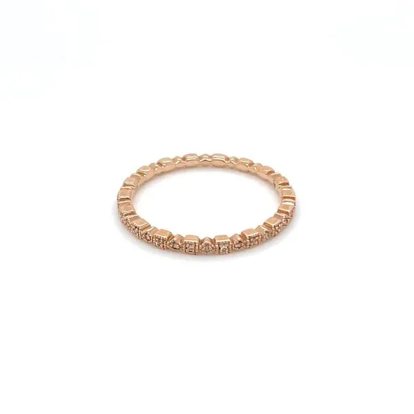 14KR Gold Diamond Band with Square Shape Alternating Design & Milgrain Texture Image 5 Franzetti Jewelers Austin, TX
