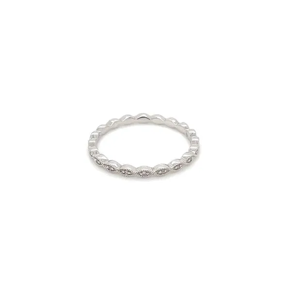 14KW Gold Diamond Band with Twist Design & Milgrain Texture Image 5 Franzetti Jewelers Austin, TX