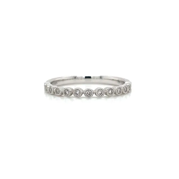 14K White Gold Halway Round Diamond Milgrain Band 0.11 CTW Franzetti Jewelers Austin, TX