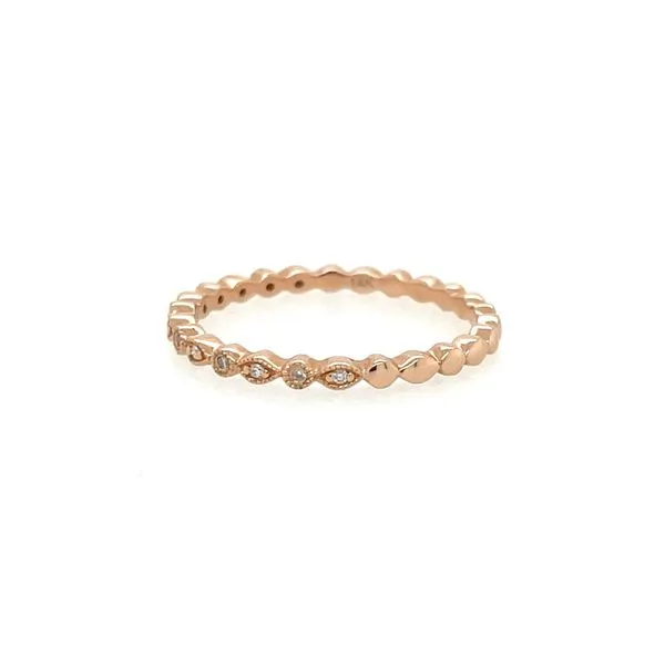14KR Gold Diamond Band with Alternating Design & Milgrain Texture Image 3 Franzetti Jewelers Austin, TX