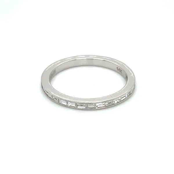 14KW Gold Halfway Baguette Diamond Band with Milgrain Image 3 Franzetti Jewelers Austin, TX