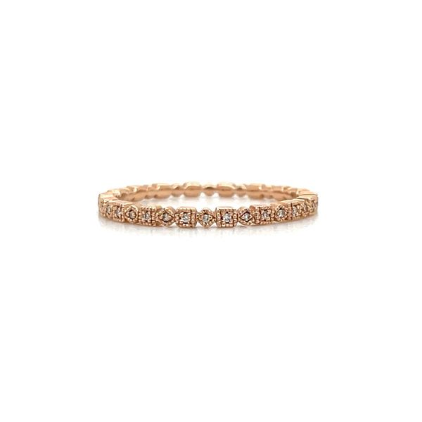 14KR Gold Diamond Band with Square Shape Alternating Design & Milgrain Texture Franzetti Jewelers Austin, TX
