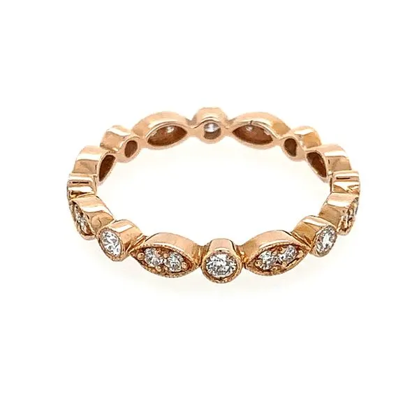 14KR Gold Diamond Eternity Band with Alternating Design Image 2 Franzetti Jewelers Austin, TX