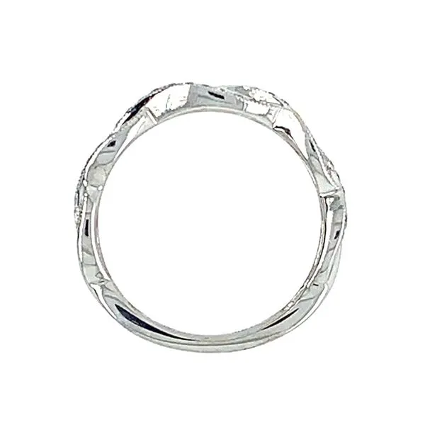 18KW Gold Twist Design Diamond Band with Milgrain Image 3 Franzetti Jewelers Austin, TX