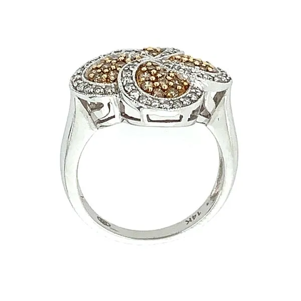 14KW Gold Clover Shape Ring with White & Brown Diamonds Image 4 Franzetti Jewelers Austin, TX