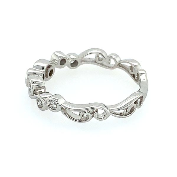 18KW Gold Vine Design Ring with Bezel Set Diamonds Image 2 Franzetti Jewelers Austin, TX