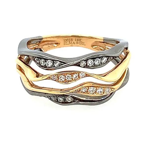 18K Gold Twisting Wave Design Ring with Diamonds Image 2 Franzetti Jewelers Austin, TX