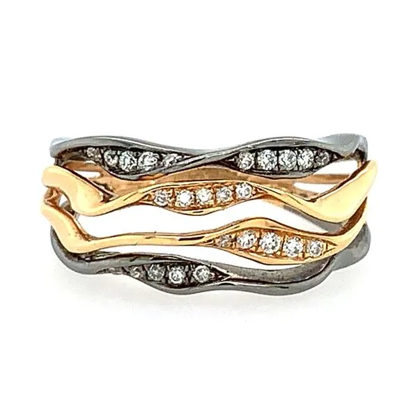 18K Gold Twisting Wave Design Ring with Diamonds Franzetti Jewelers Austin, TX