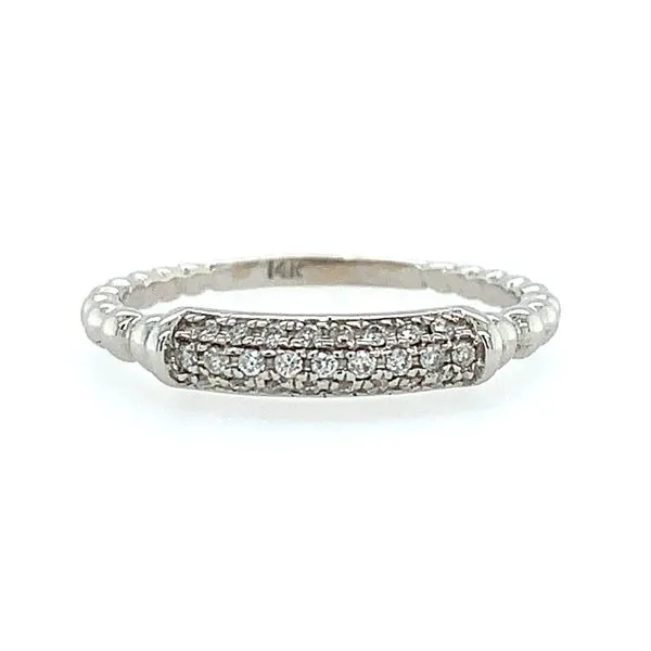 14KW Gold 3 Row Pavé Diamond Ring with Beaded Shank Franzetti Jewelers Austin, TX