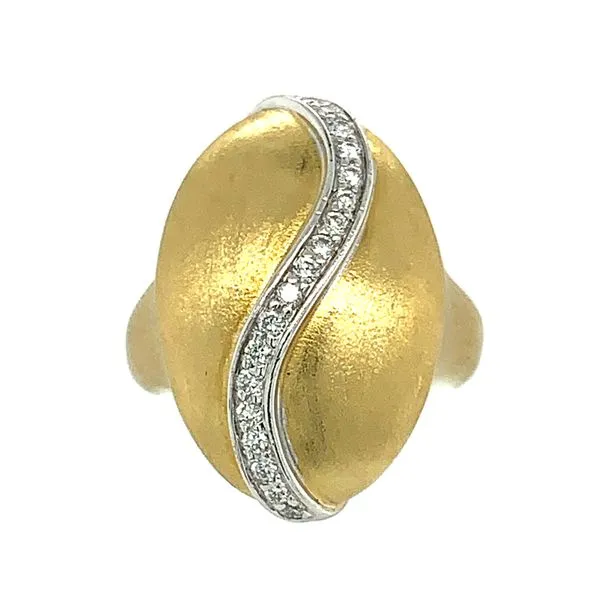 18KY Gold Oval Shape Domed Ring with Diamonds Franzetti Jewelers Austin, TX