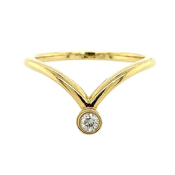 18KY Gold V Ring with Single Diamond Image 4 Franzetti Jewelers Austin, TX