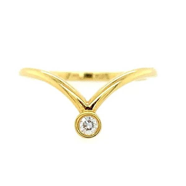 18KY Gold V Ring with Single Diamond Franzetti Jewelers Austin, TX
