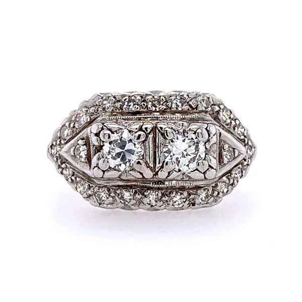 Estate: 14KW Gold Old European Cut 2 Diamond Ring with Diamonds Franzetti Jewelers Austin, TX
