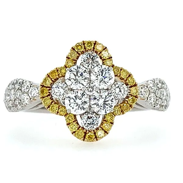 18K W&Y Gold Clover Shape Pave' Diamond Ring Franzetti Jewelers Austin, TX