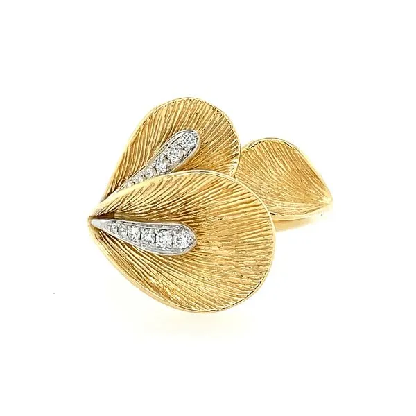 18KY Gold 3 Leaf Ring with Diamonds Franzetti Jewelers Austin, TX