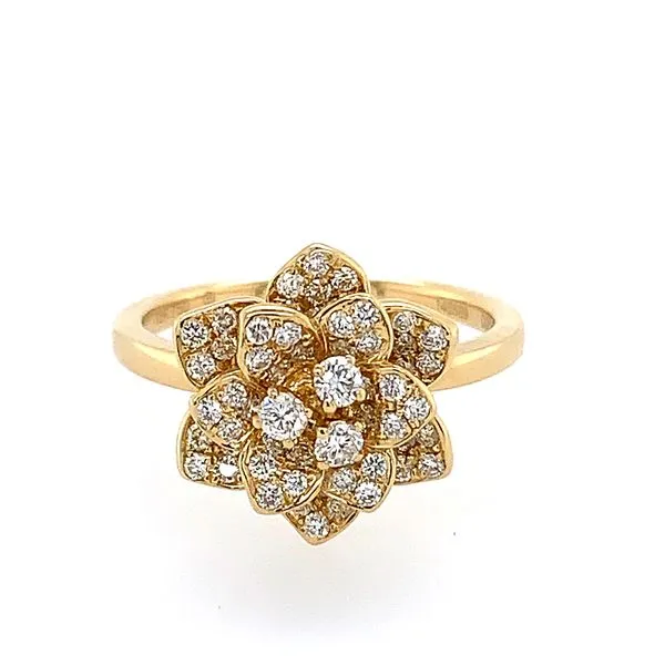 18KY Gold Flower Ring with Diamonds Image 2 Franzetti Jewelers Austin, TX