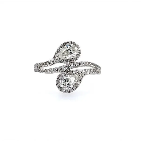 14KW Gold Two Pear Cut Diamond Ring with Diamonds Franzetti Jewelers Austin, TX