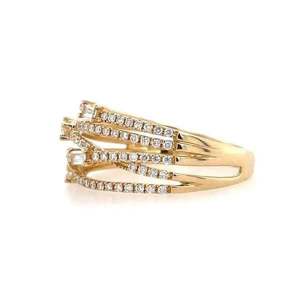 14KY Gold Muti Row Baguette & Round Diamond Ring Image 3 Franzetti Jewelers Austin, TX
