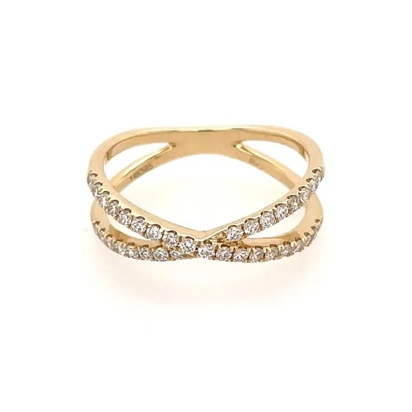 14KY Gold Diamond X Ring Image 2 Franzetti Jewelers Austin, TX