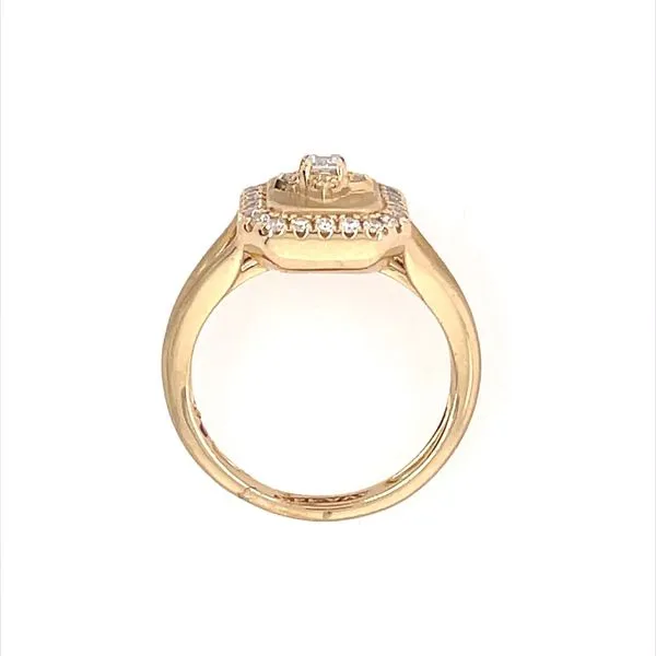 14KY Gold Emerald & Round Diamond Ring with Matte Finish Image 4 Franzetti Jewelers Austin, TX