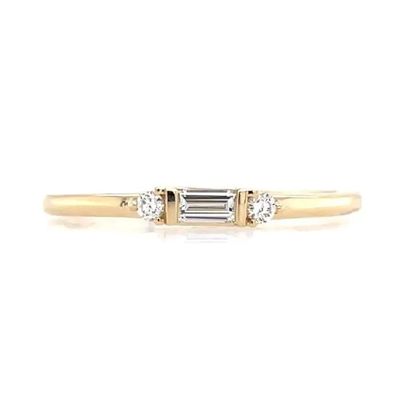 14KY Gold 1/8 CTW Baguette & 2 Round Diamond Stackable Ring Franzetti Jewelers Austin, TX