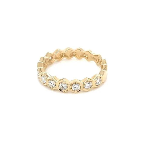 18KY Gold Geometric Hexagon Ring with 10 Round Diamonds Image 4 Franzetti Jewelers Austin, TX