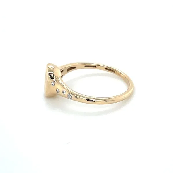 14KY Gold Bezel Set Oval Diamond Ring with Accent Diamonds Image 3 Franzetti Jewelers Austin, TX