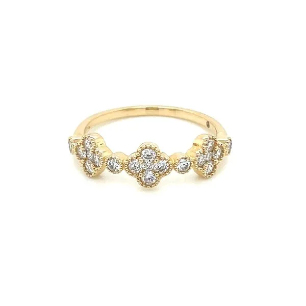 14K Yellow Gold 3 Clover Station Diamond Ring Franzetti Jewelers Austin, TX