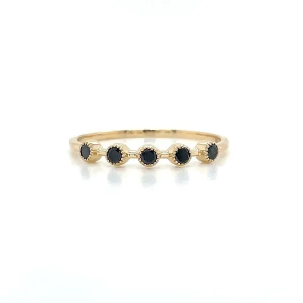 14K Yellow Gold 5 Bezel Set Black Diamond Ring Franzetti Jewelers Austin, TX