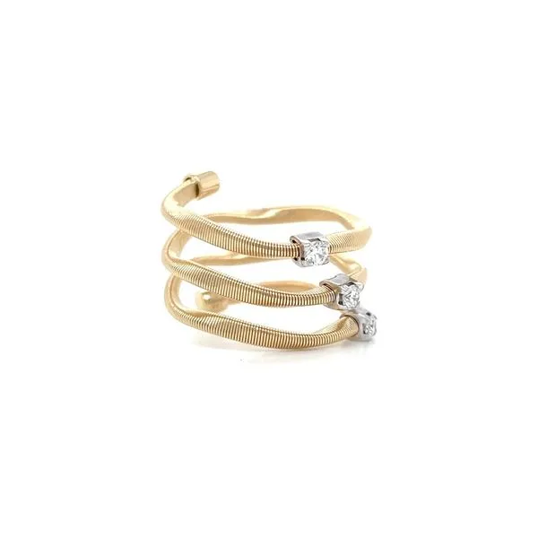 14K Y&W Gold 3 Row Flexible Ring with 3 Diamonds Image 4 Franzetti Jewelers Austin, TX