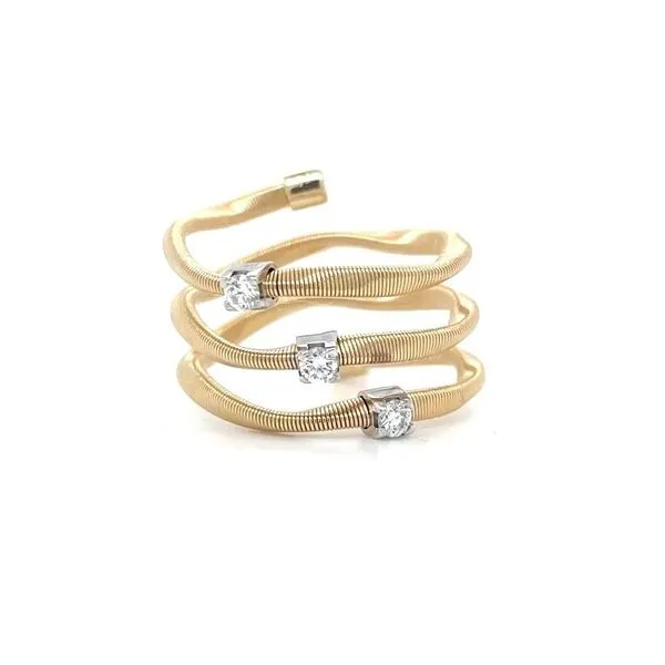 14K Y&W Gold 3 Row Flexible Ring with 3 Diamonds Franzetti Jewelers Austin, TX