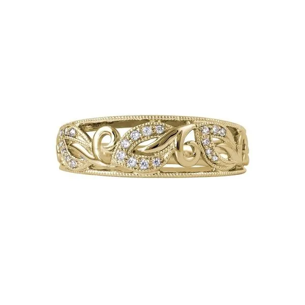 14K Yellow Gold Filagree Ring with Diamonds Image 3 Franzetti Jewelers Austin, TX