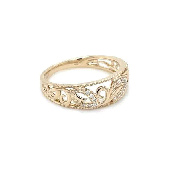 14K Yellow Gold Filagree Ring with Diamonds Image 5 Franzetti Jewelers Austin, TX