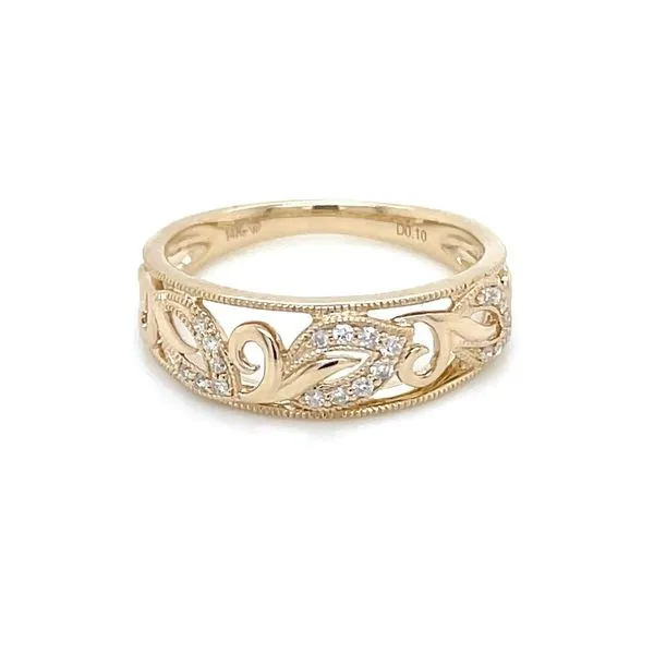 14K Yellow Gold Filagree Ring with Diamonds Franzetti Jewelers Austin, TX