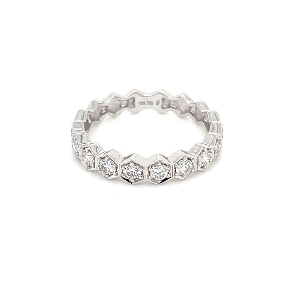 18KW Gold Geometric Hexagon Ring with 10 Round Diamonds Image 3 Franzetti Jewelers Austin, TX