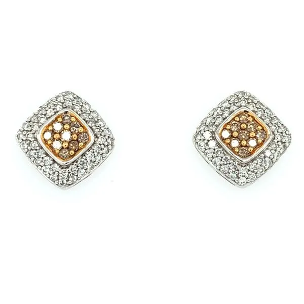 14KW&R Gold Diamond Earrings with Champagne Diamonds Franzetti Jewelers Austin, TX