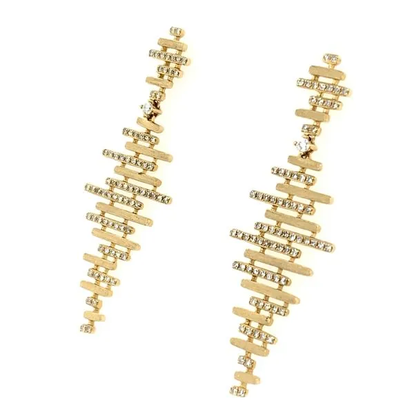 14KY Gold Stacking Bars Diamond Earrings Image 2 Franzetti Jewelers Austin, TX