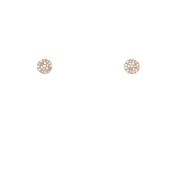 14KR Gold Diamond Round Disc Stud Earrings Image 4 Franzetti Jewelers Austin, TX