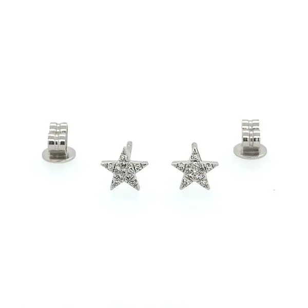 14KW Gold Diamond Star Shape Disc Stud Earrings Image 2 Franzetti Jewelers Austin, TX