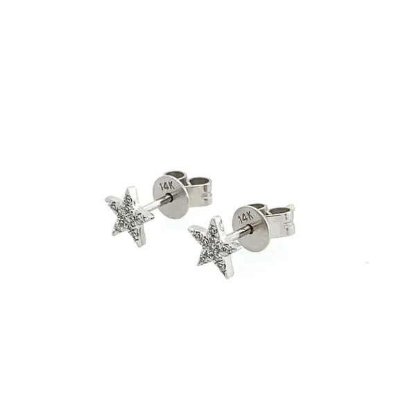 14KW Gold Diamond Star Shape Disc Stud Earrings Image 3 Franzetti Jewelers Austin, TX