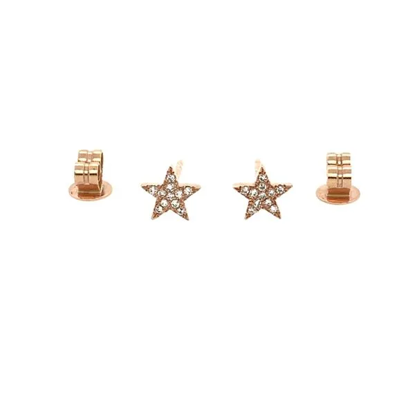 14KR Gold Diamond Star Shape Disc Stud Earrings Image 3 Franzetti Jewelers Austin, TX
